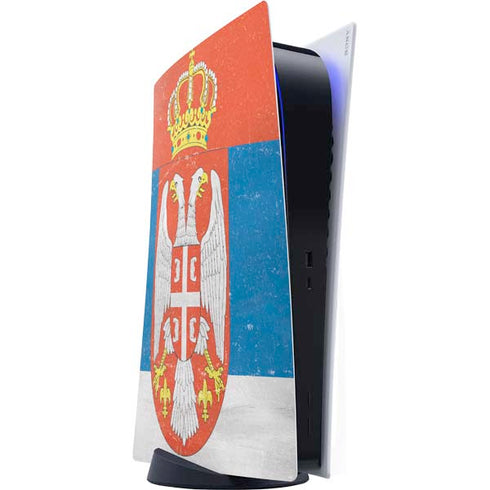Serbia Flag Distressed PS5 Digital Edition Console Skin